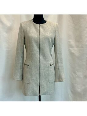 Zara light gray herringbone front full zip blazer jacket coat Sz M NWOT